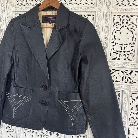 Hypo Active Genuine Leather Black Western Style Blazer Sz Medium - Picture 3 of 9